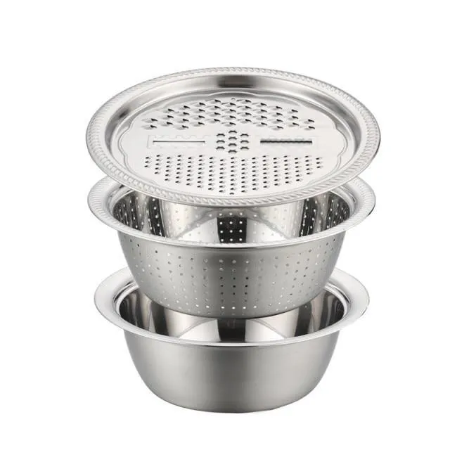 3in1 Stainless Steel Vegetable Slicer with Drain Basket