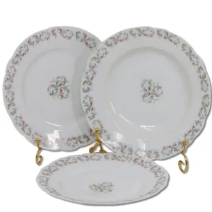 3pc Haviland Limoges 2 Salad Plate 1 Soup Bowl Set France Pink Blue Flowers 1880