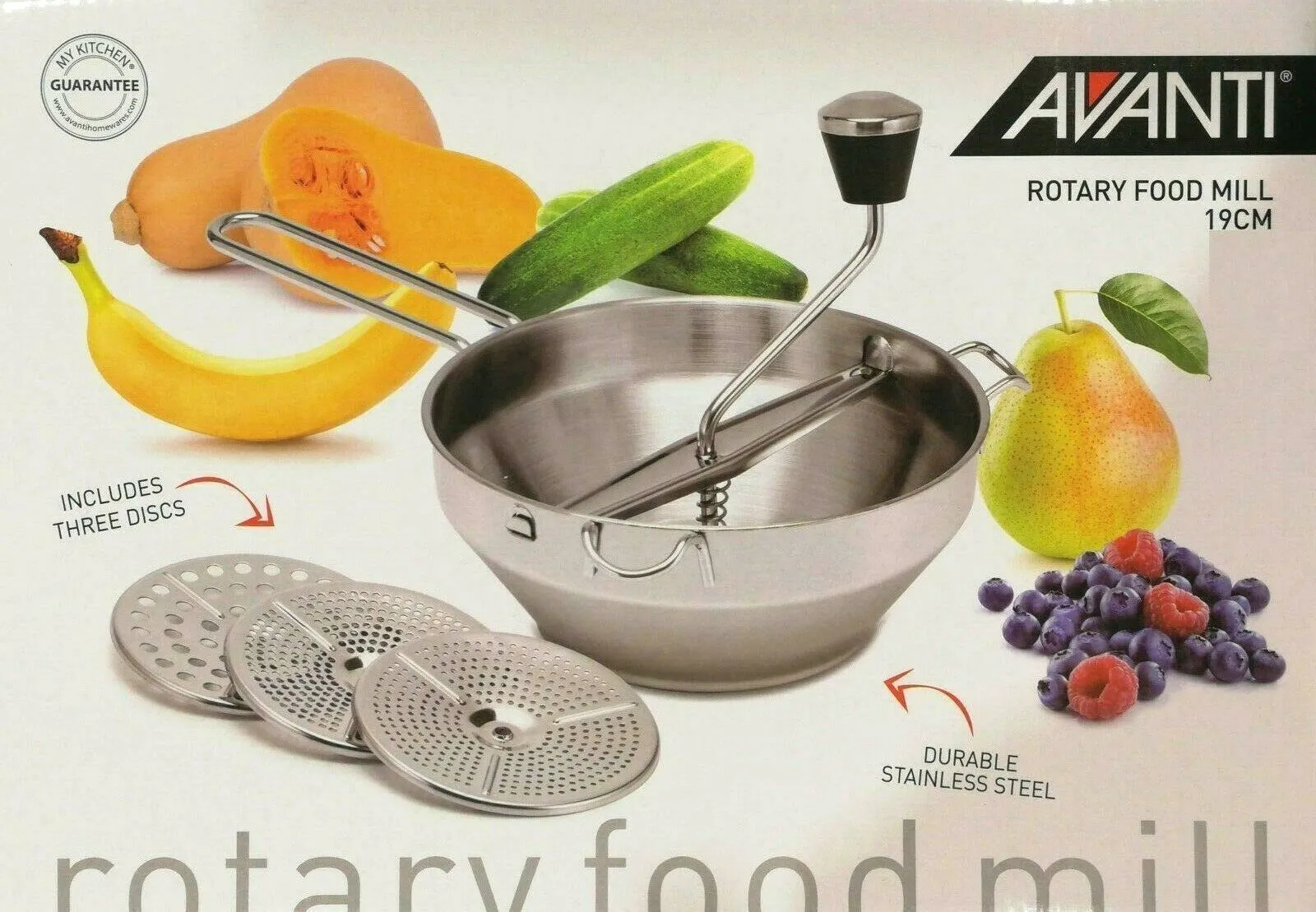 AVANTI Rotary Food Mill   3 Discs Mouli Potato Ricer Vegetable Food Chopper