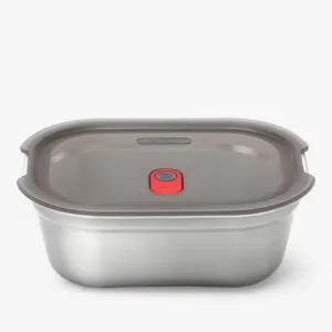 Black Blum Stainless Steel Microwaveable Rectangular Lunch Box | Grey/Red | 1.2 Litre