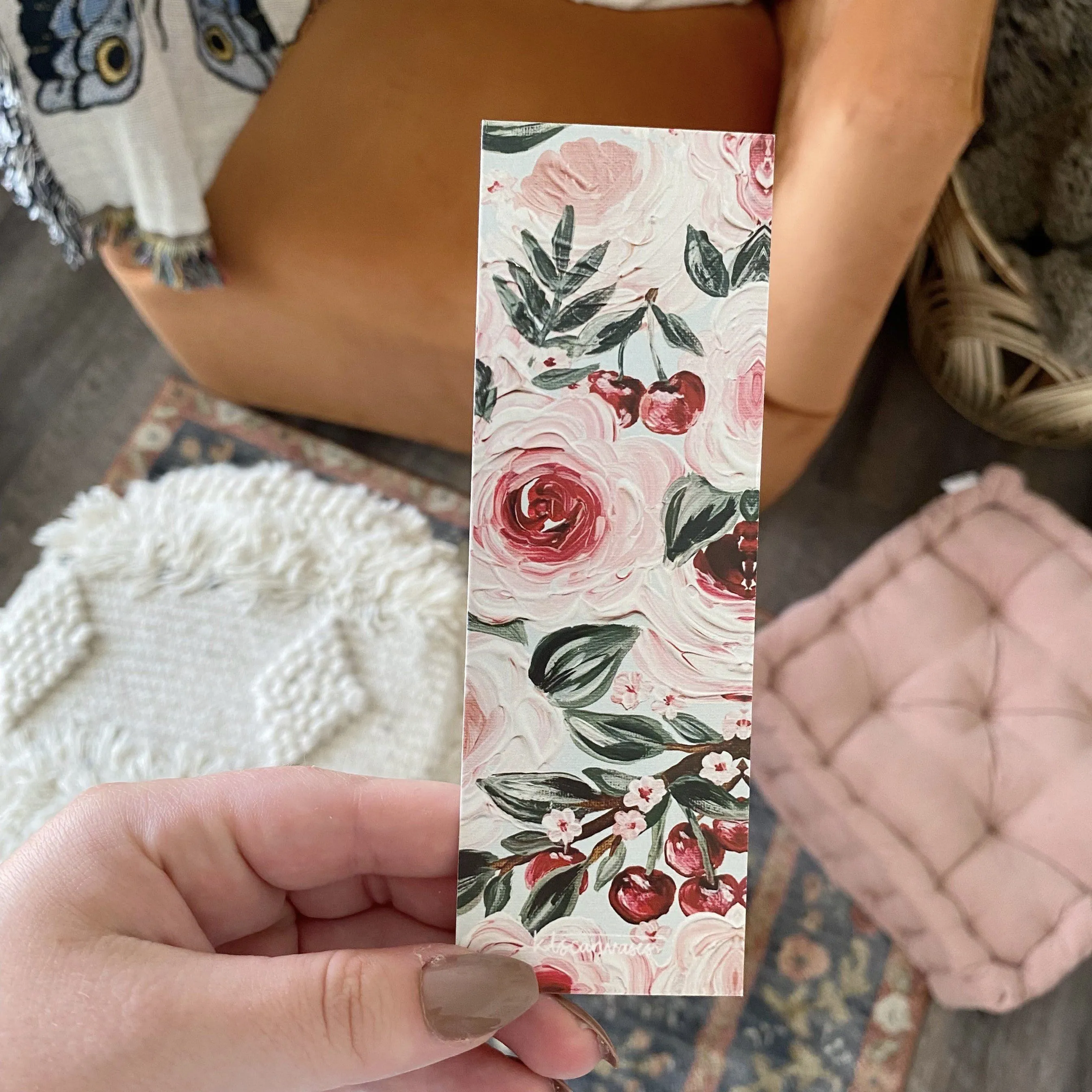Cherries   Florals Double Sided Bookmark