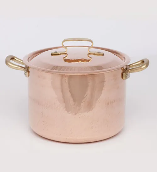 COPPER DEEP SAUCEPOT TWO HANDLES WITH LID