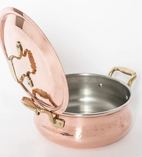 COPPER ROUNDED CASSEROLE WITH LID
