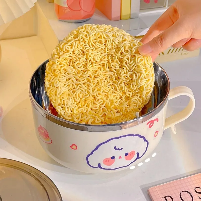 Cute Cartoon Rabbit Stainless Steel Ramen Bowl