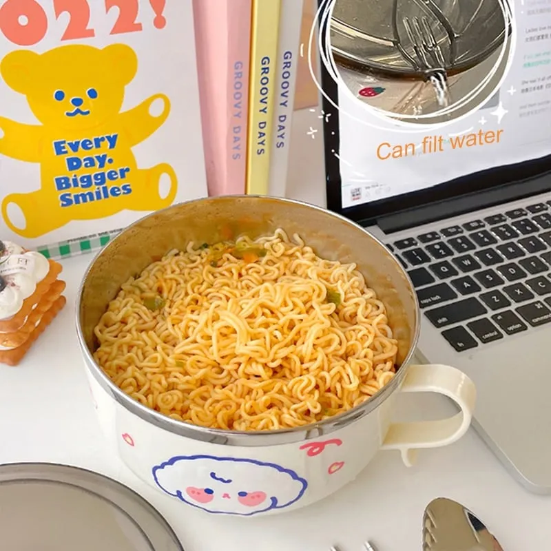 Cute Cartoon Rabbit Stainless Steel Ramen Bowl