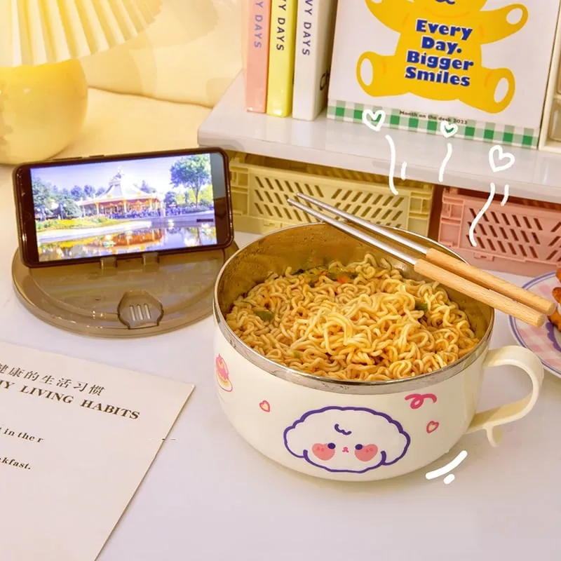 Cute Cartoon Rabbit Stainless Steel Ramen Bowl