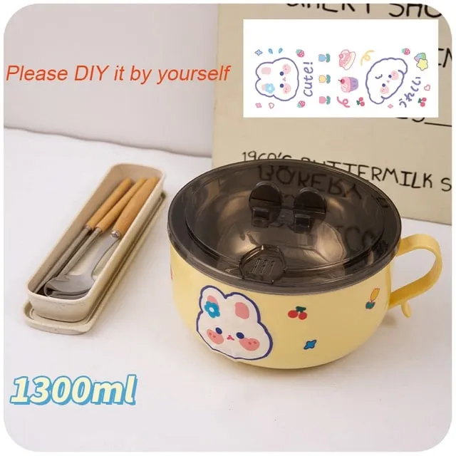 Cute Cartoon Rabbit Stainless Steel Ramen Bowl