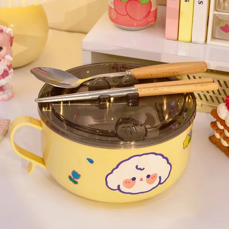 Cute Cartoon Rabbit Stainless Steel Ramen Bowl