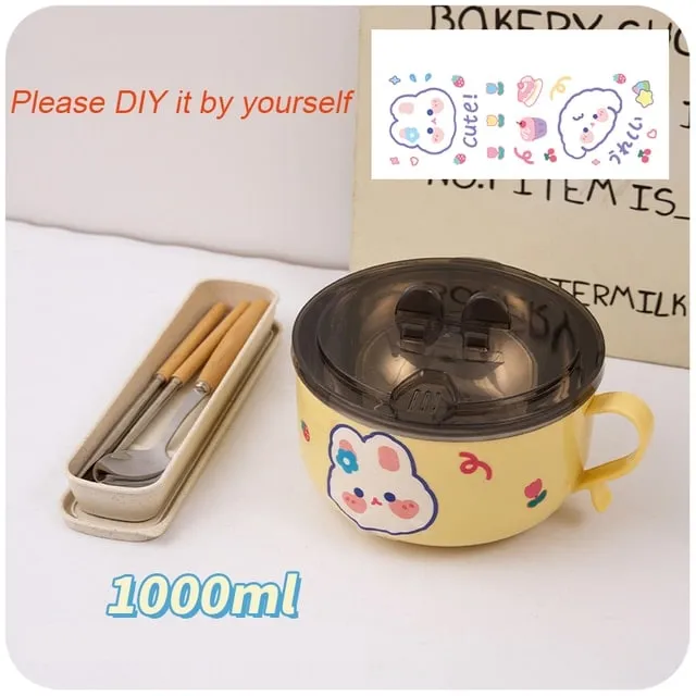 Cute Cartoon Rabbit Stainless Steel Ramen Bowl