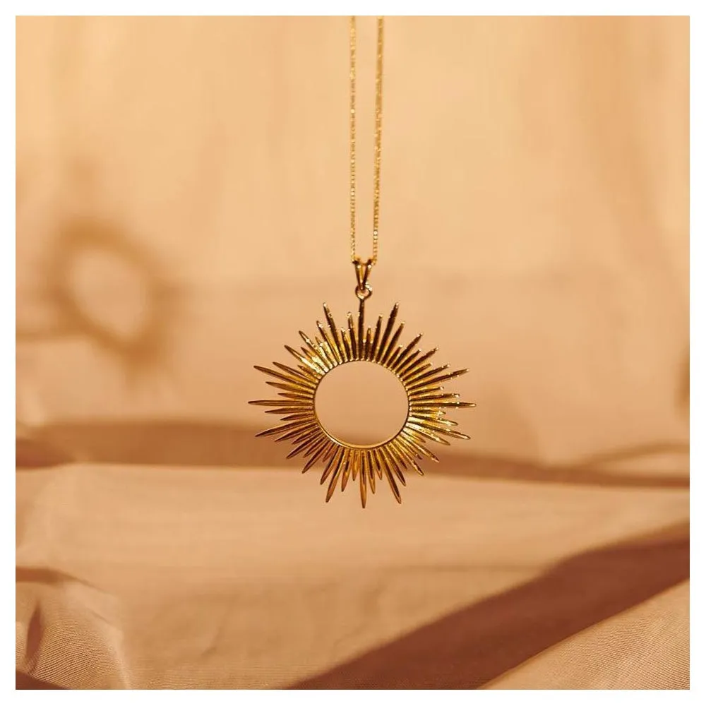 Electric Goddess Statement Sun Necklace - Gold - SNN1GP