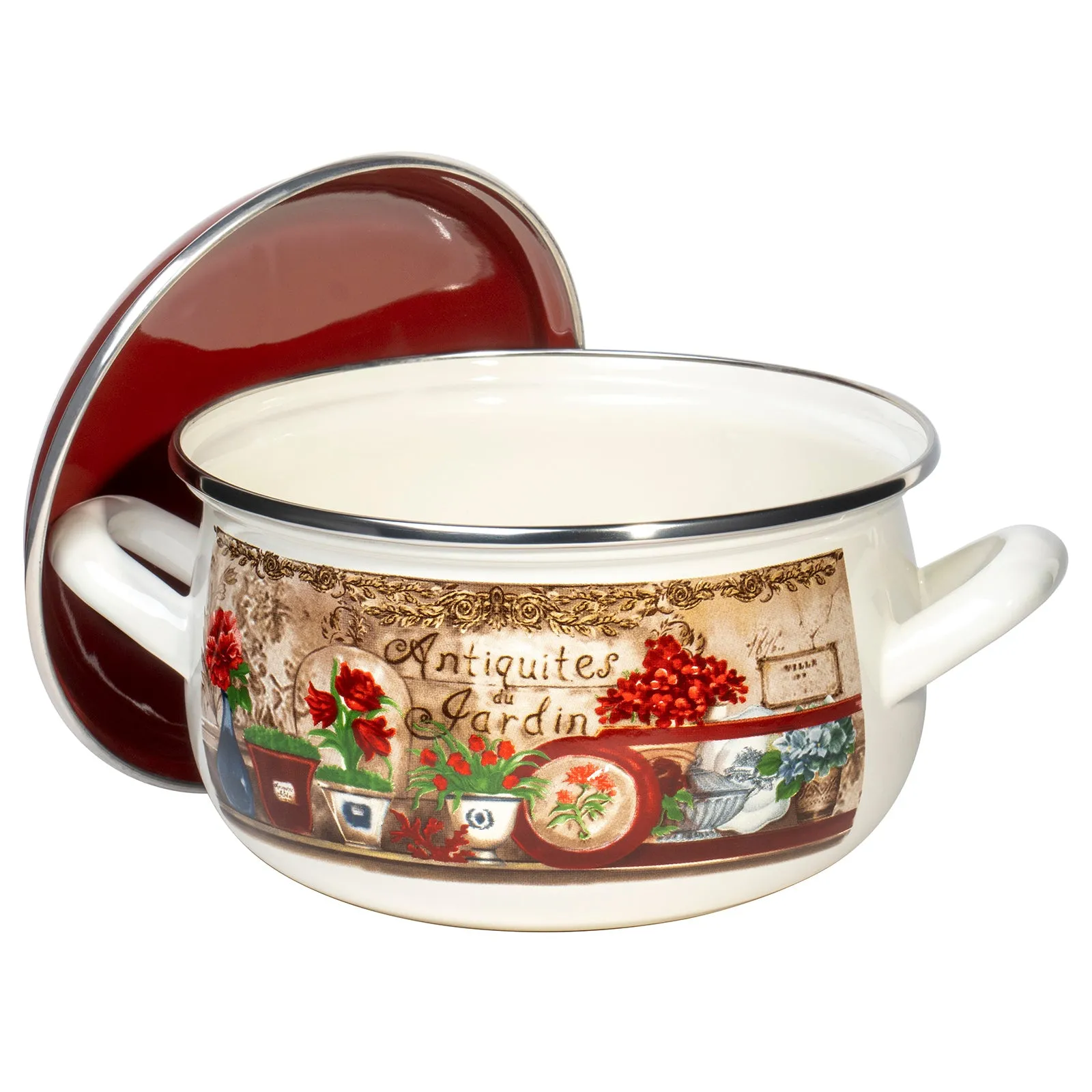 Enamel On Steel Round Covered Stockpot - Pasta Stock Stew Soup Casserole Dish Cooking Pot with Lid
