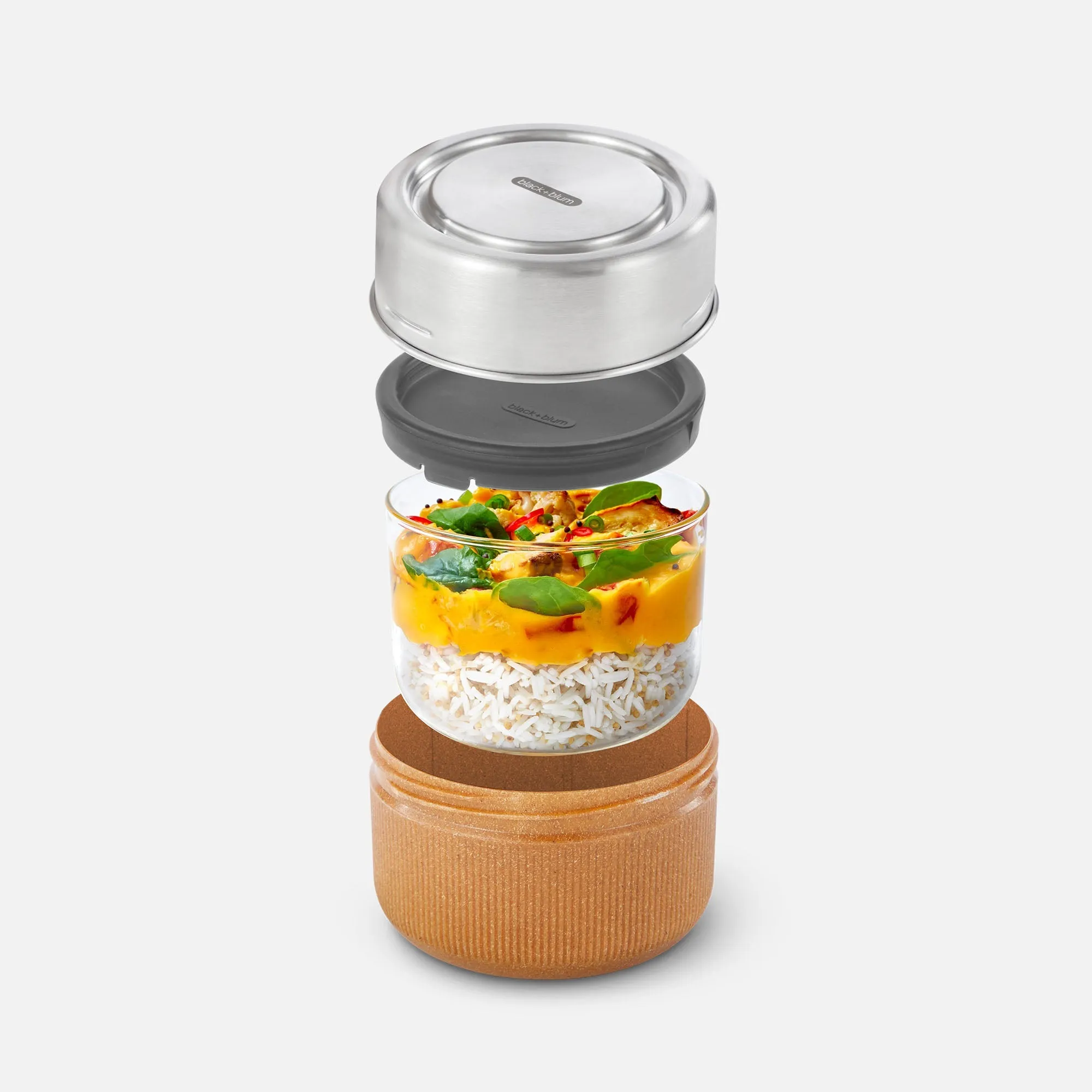 GLASS LUNCH POT LARGE - ALMOND