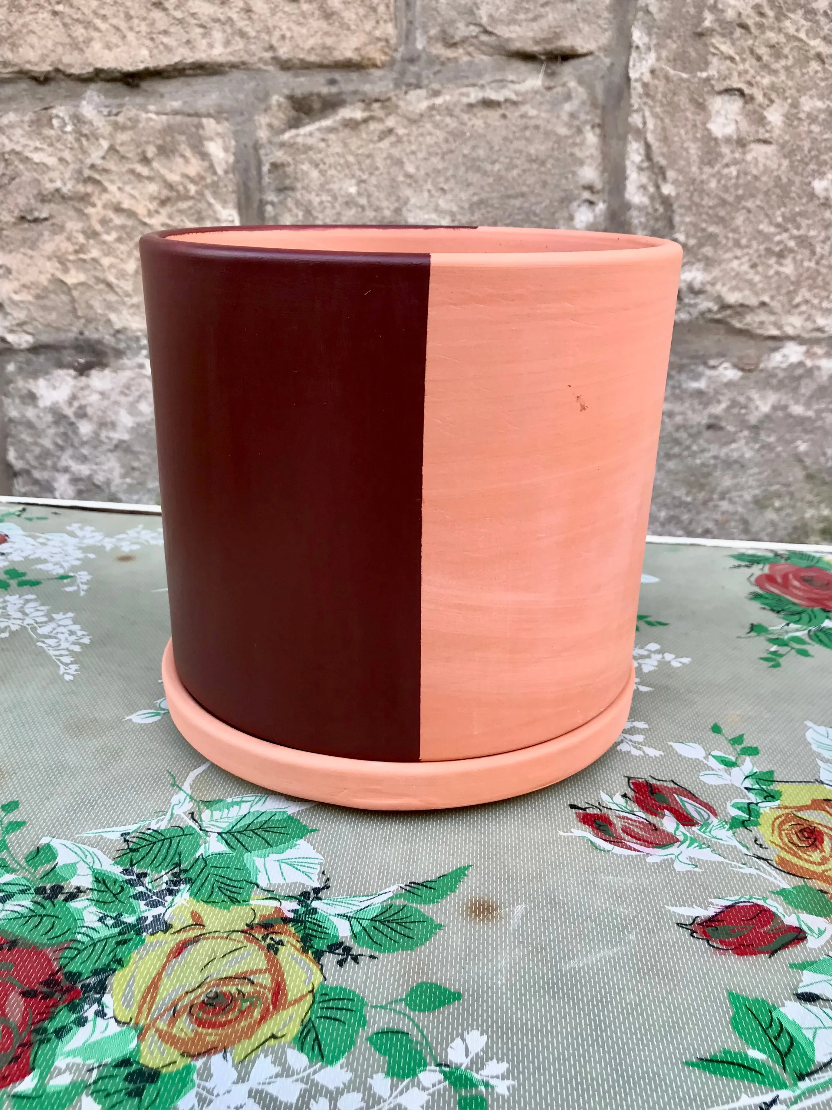 Hand painted contemporary terracotta plant pots in your choice of colours -  indoor