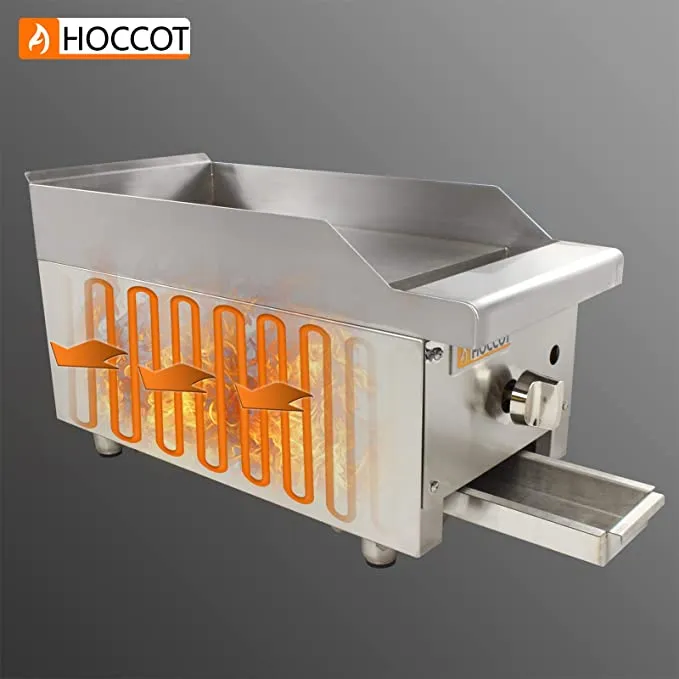 HOCCOT 12"/24" Countertop Commercial Gas Griddle, Stainless Steel Flat Top Grill