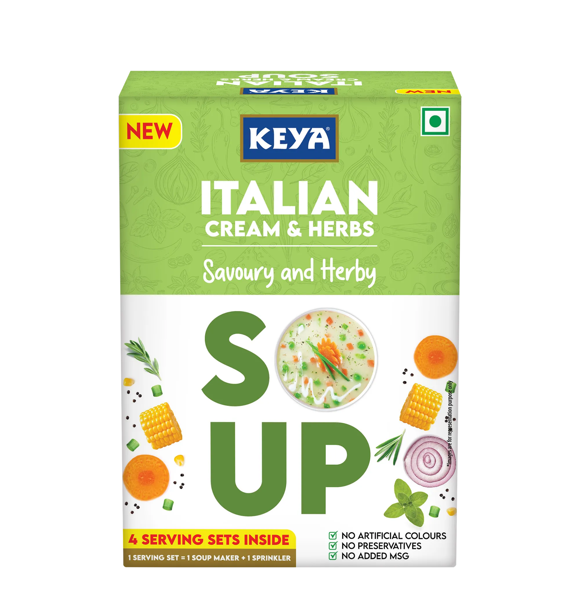 Keya Italian Soup Tomato & Herbs 56g | Keya Italian Soup Cream & Herbs 44g, Pack 2