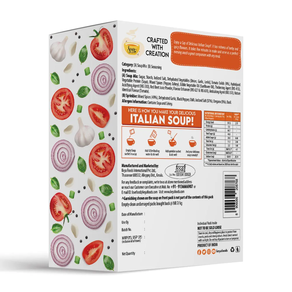Keya Italian Soup Tomato & Herbs 56g | Keya Italian Soup Cream & Herbs 44g, Pack 2