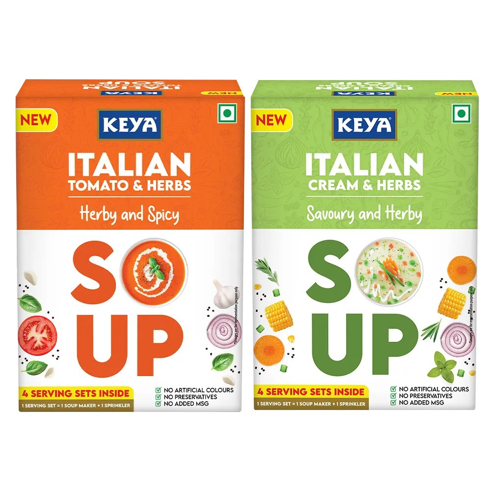 Keya Italian Soup Tomato & Herbs 56g | Keya Italian Soup Cream & Herbs 44g, Pack 2
