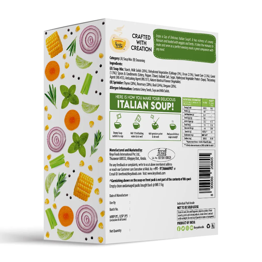 Keya Italian Soup Tomato & Herbs 56g | Keya Italian Soup Cream & Herbs 44g, Pack 2