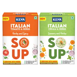 Keya Italian Soup Tomato & Herbs 56g | Keya Italian Soup Cream & Herbs 44g, Pack 2