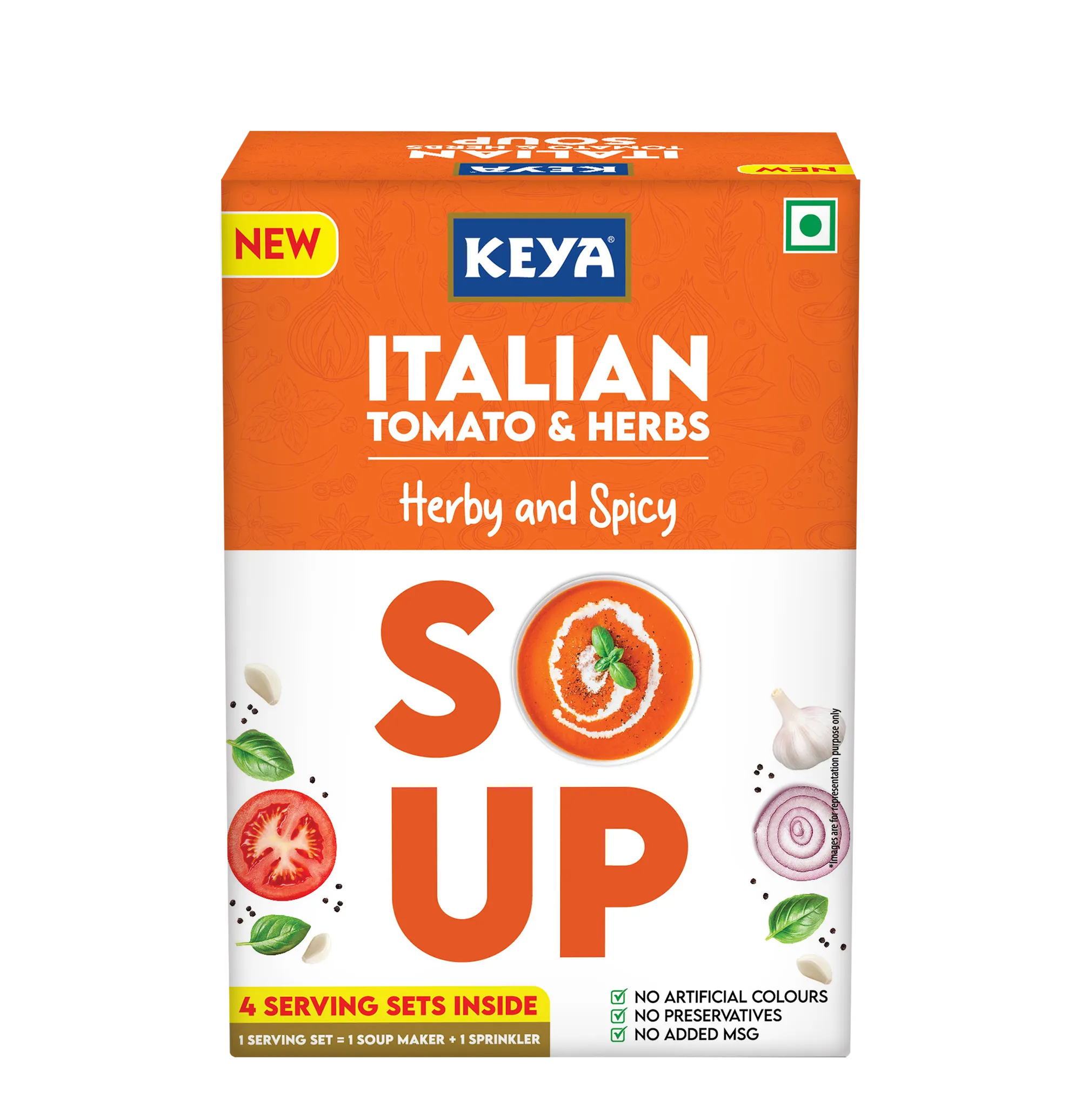 Keya Italian Soup Tomato & Herbs 56g | Keya Italian Soup Cream & Herbs 44g, Pack 2