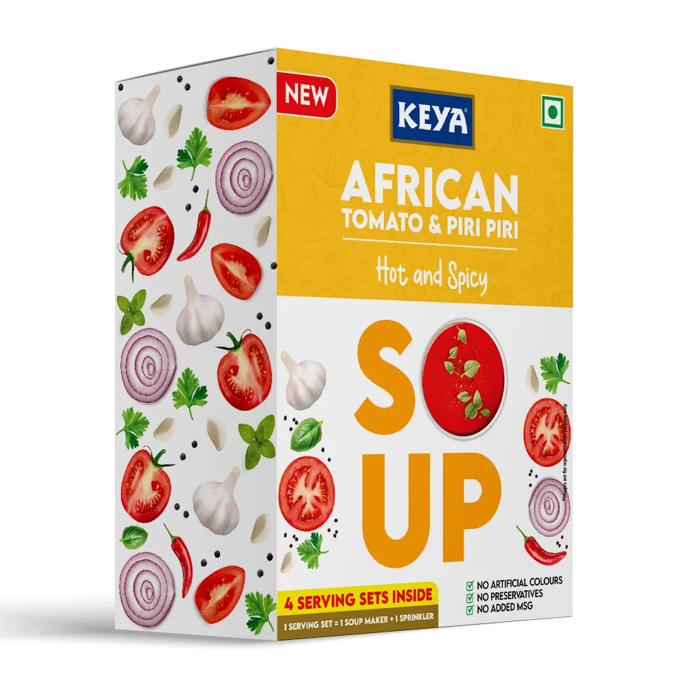 Keya Mexican Soup Tomato & Corn 52g | Keya African Soup Tomato & Piripiri 56g, Pack 2