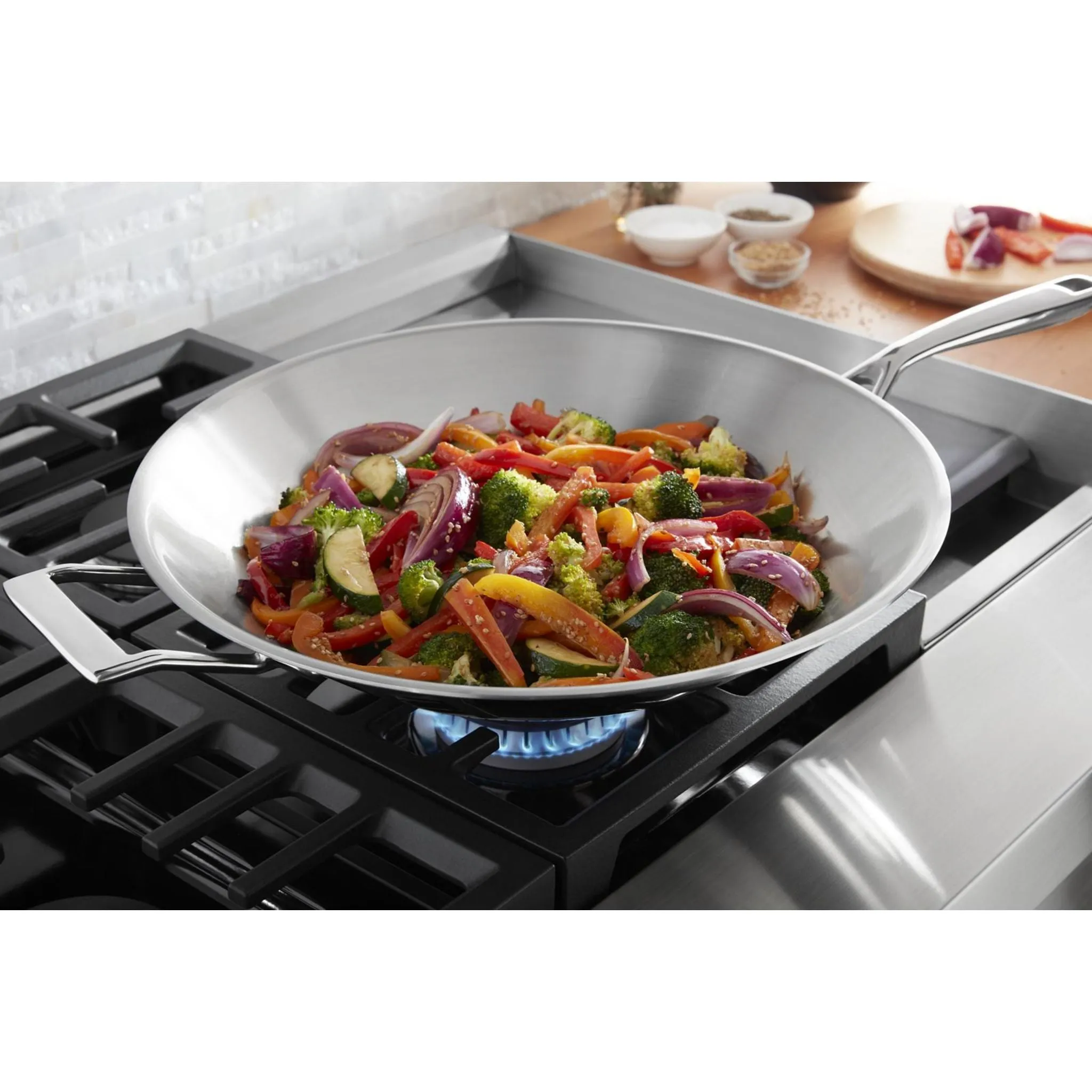 KitchenAid  48'' 6-Burner Commercial-Style Gas Rangetop with Griddle (KCGC558JSS)