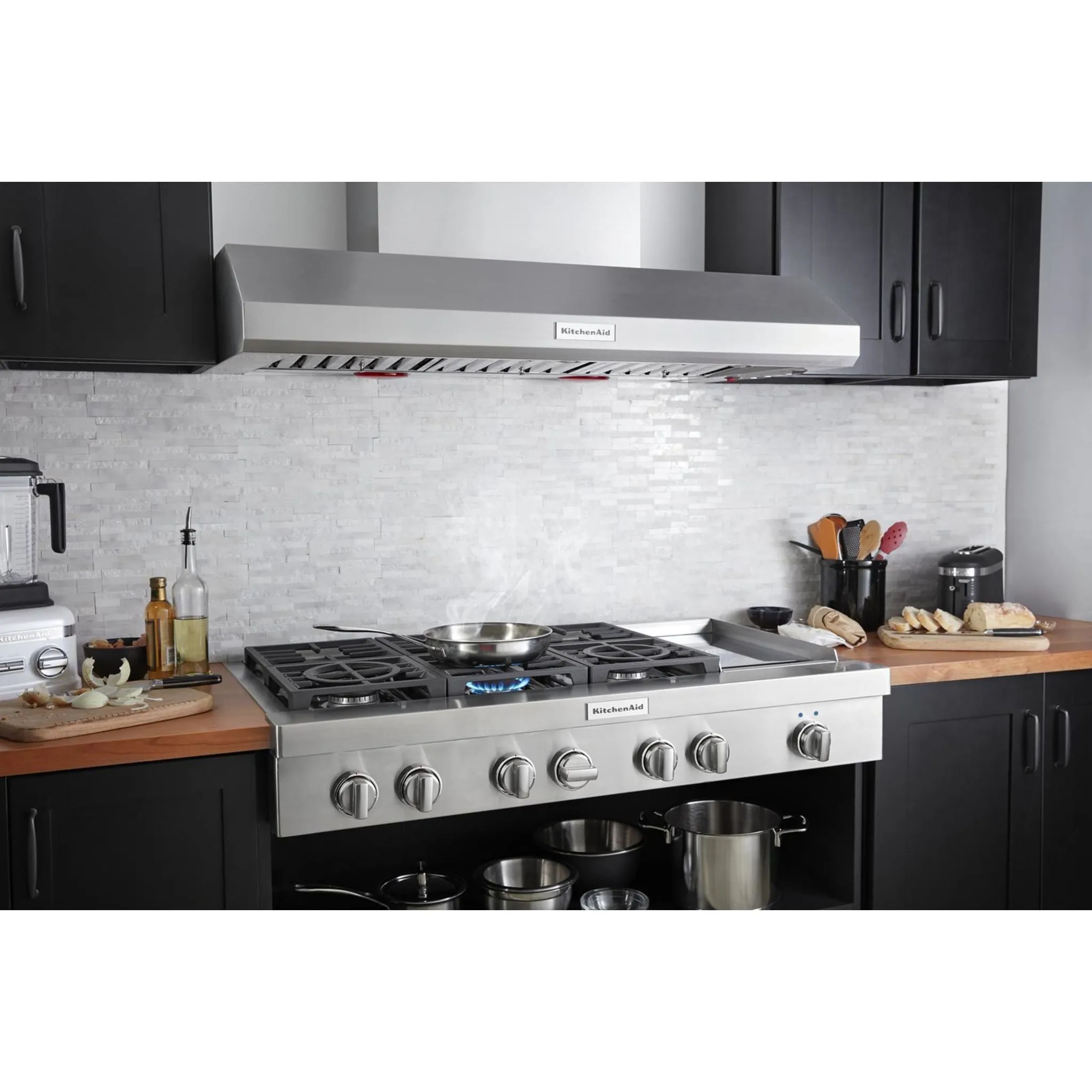 KitchenAid  48'' 6-Burner Commercial-Style Gas Rangetop with Griddle (KCGC558JSS)