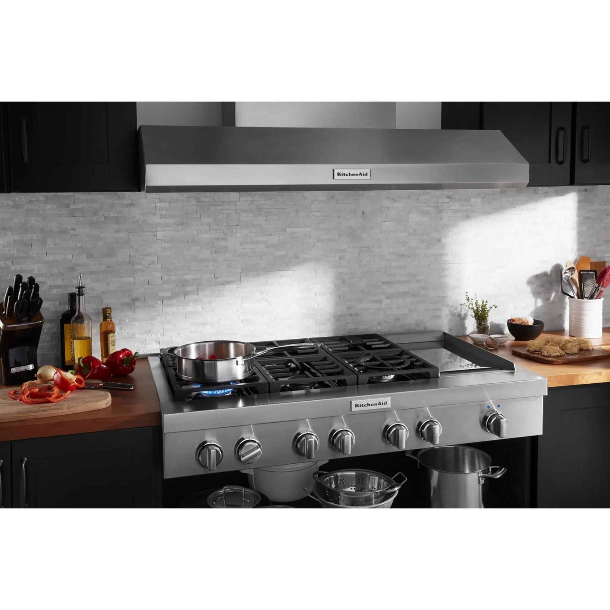 KitchenAid  48'' 6-Burner Commercial-Style Gas Rangetop with Griddle (KCGC558JSS)