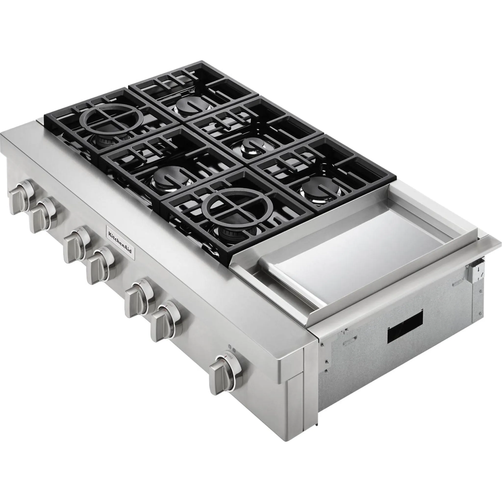 KitchenAid  48'' 6-Burner Commercial-Style Gas Rangetop with Griddle (KCGC558JSS)