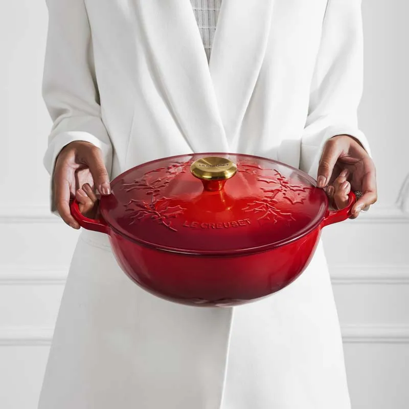 Le Creuset Signature Cast Iron Holly Soup Pot Cerise 26cm