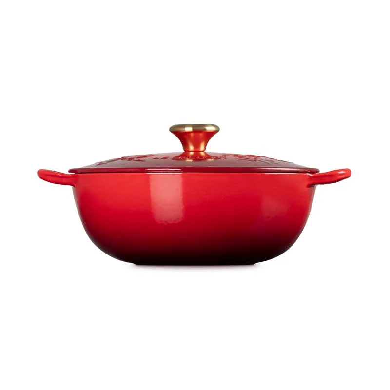 Le Creuset Signature Cast Iron Holly Soup Pot Cerise 26cm