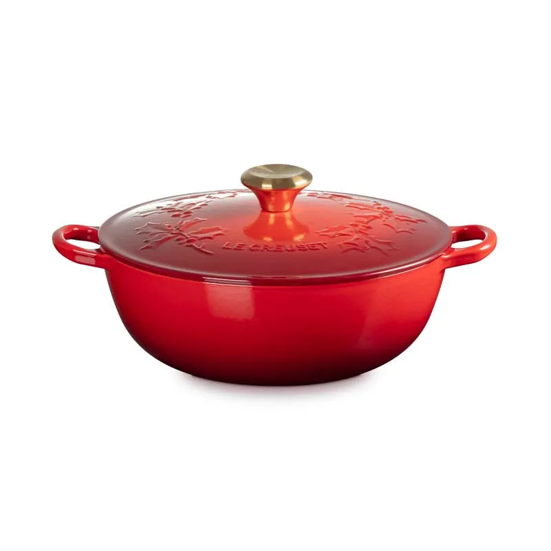 Le Creuset Signature Cast Iron Holly Soup Pot Cerise 26cm