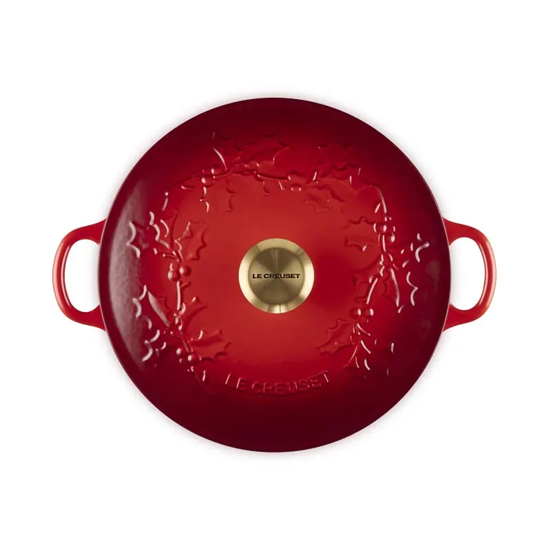 Le Creuset Signature Cast Iron Holly Soup Pot Cerise 26cm