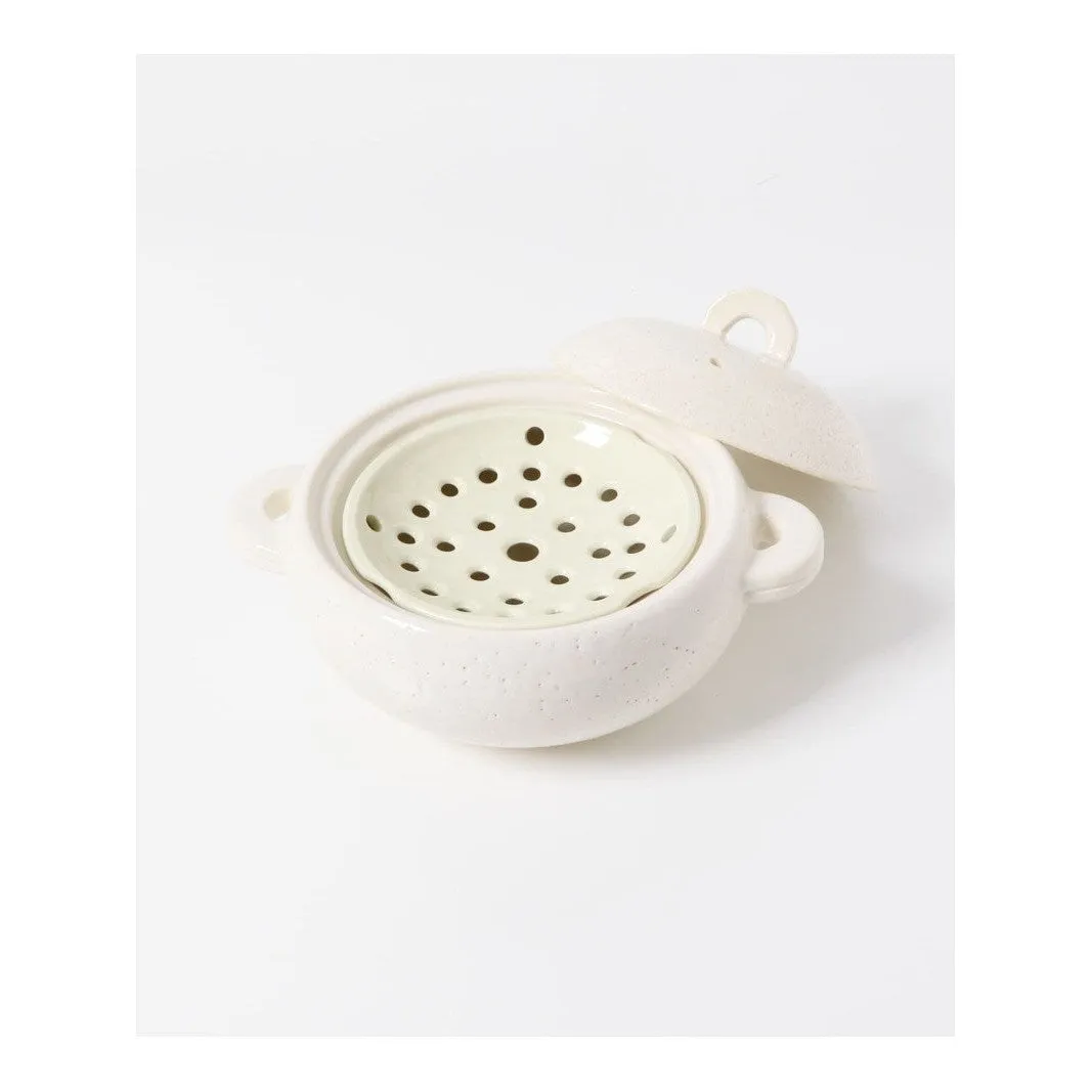 NAGATANIEN Multi-Purpose Donabe 2-3 People 23cm Clay Pot White