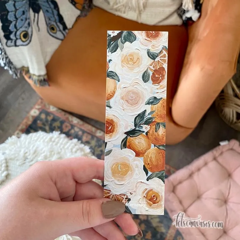 Oranges   Florals Double Sided Bookmark