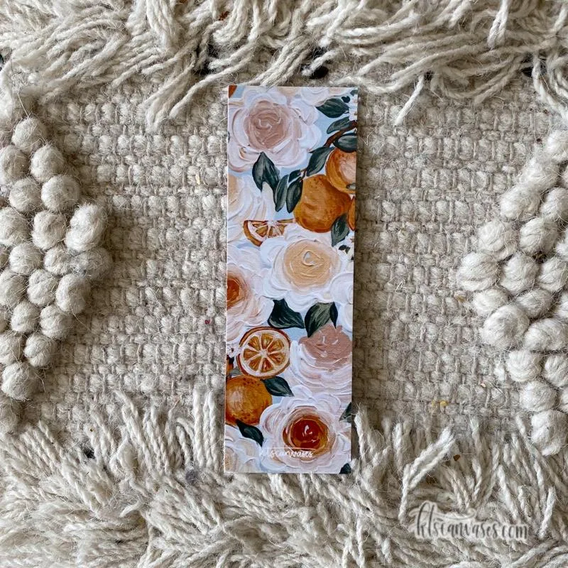 Oranges   Florals Double Sided Bookmark