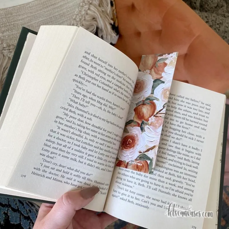 Peaches   Florals Double Sided Bookmark