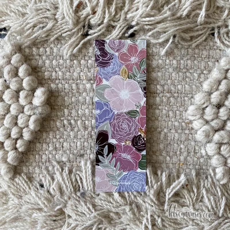Purple Florals Double Sided Bookmark