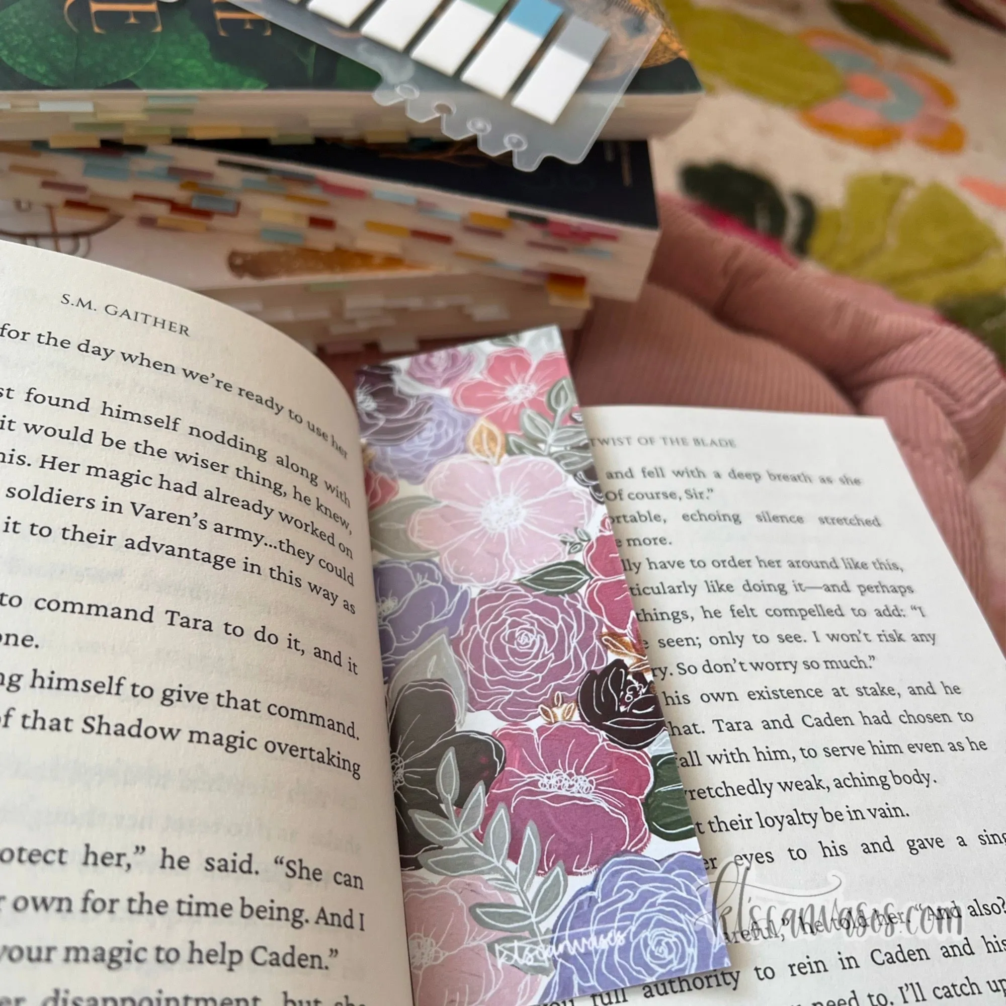 Purple Florals Double Sided Bookmark