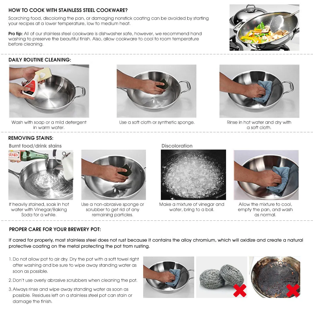 SOGA Stock Pot 113Lt Top Grade Thick Stainless Steel Stockpot 18/10