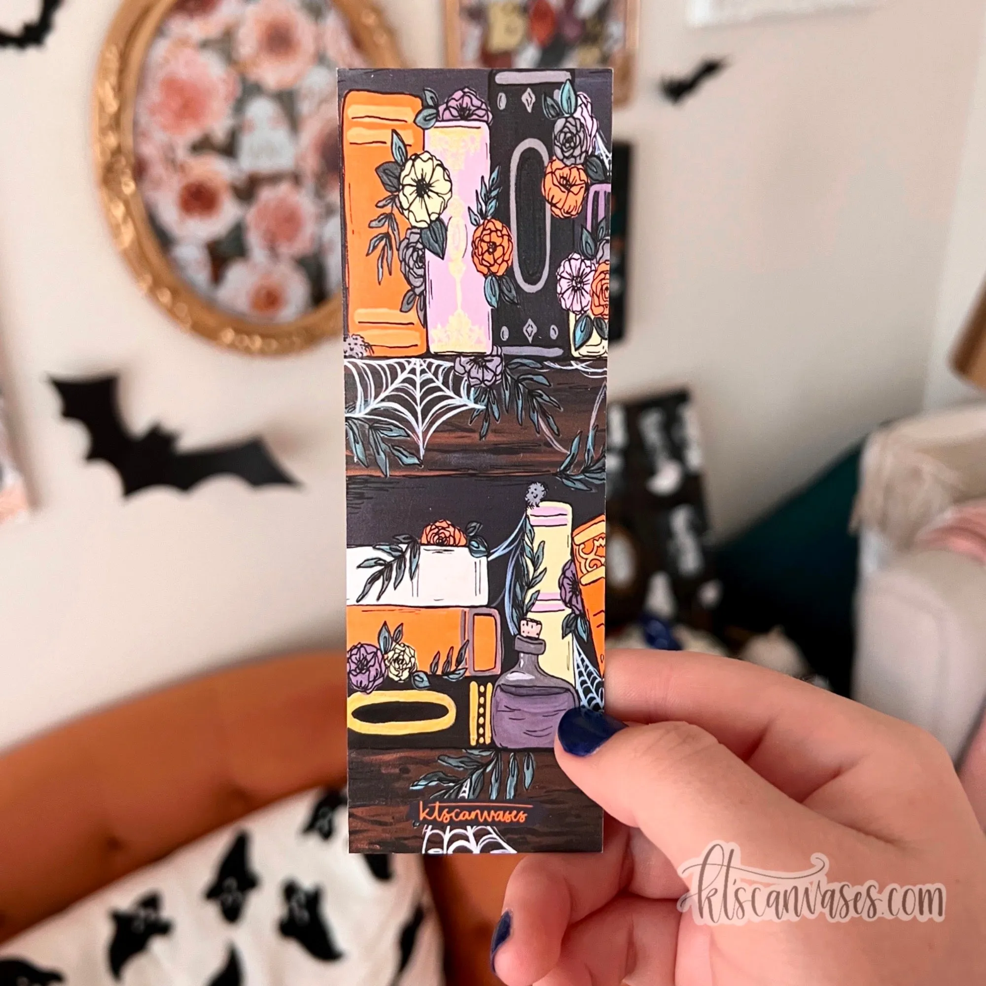 Spooky Bookshelf Double Sided Bookmark