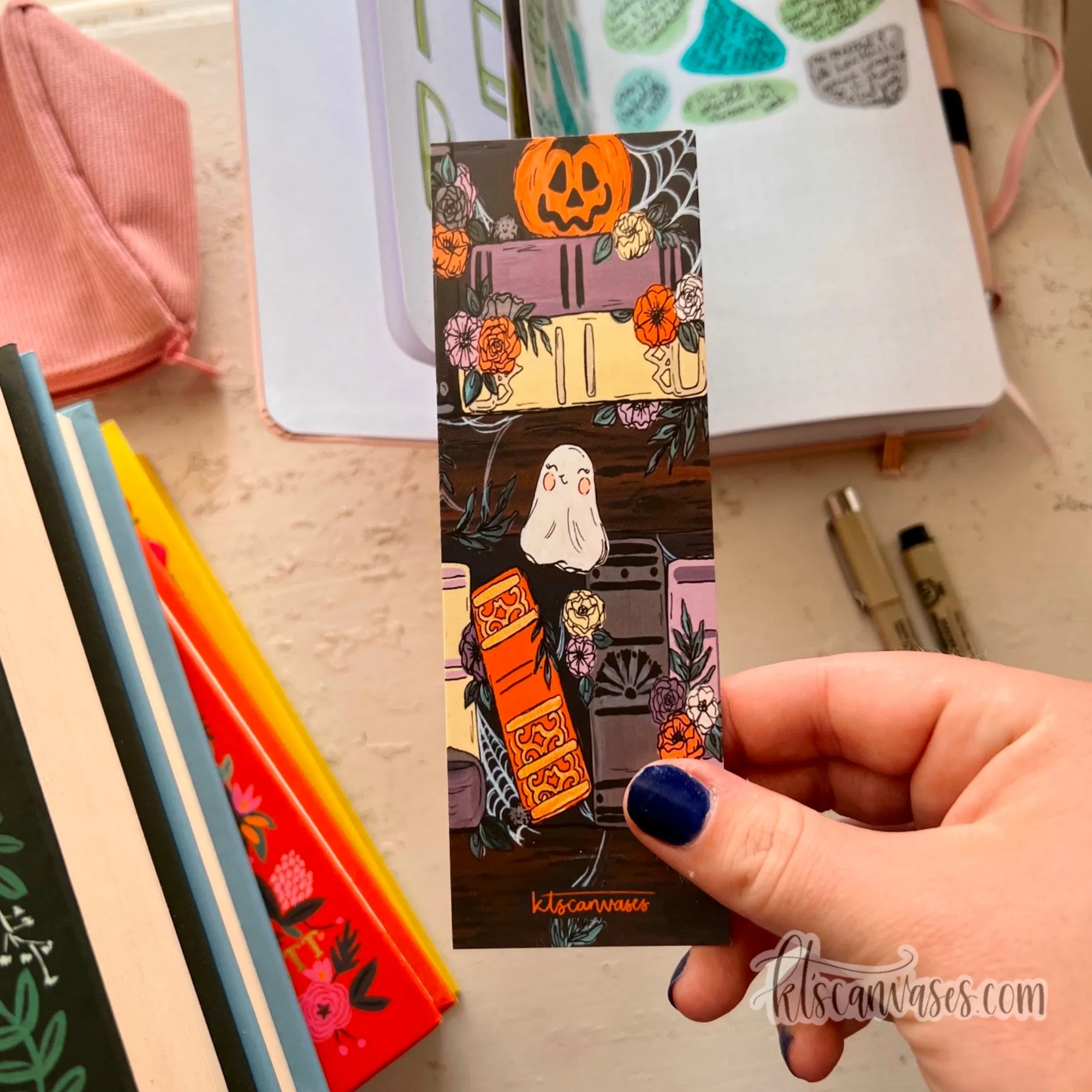 Spooky Bookshelf Double Sided Bookmark